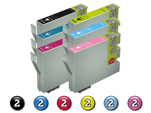 12 Pack Combo Compatible Epson T0491/2/3/4/5/6 (2BK/2C/2M/2Y/2LC/2LM) ink cartridges